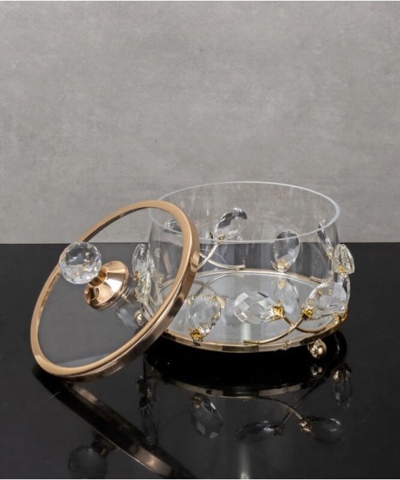 ZEYVE STONE-DECORATED ACRYLIC CASE SUGAR BOWL 20x20x15cm. 